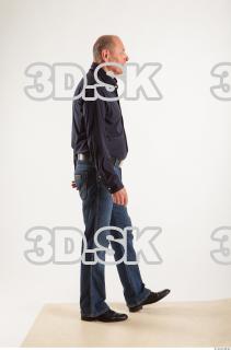 Walking pose blue deep shirt jeans of Ed 0009